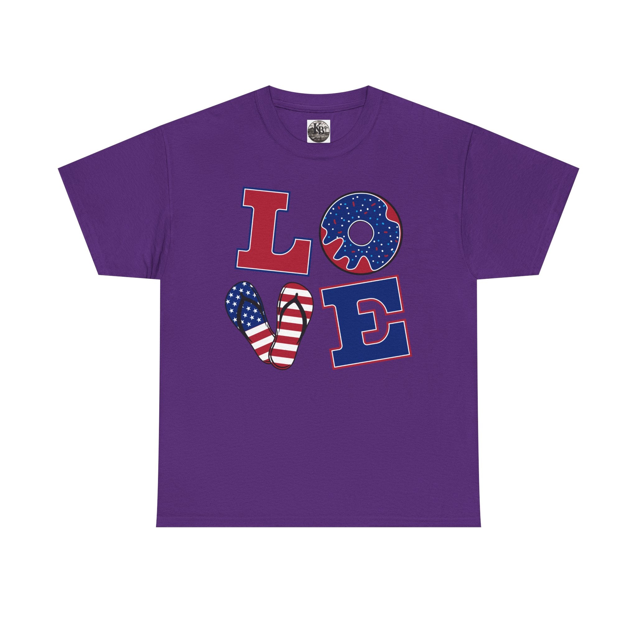 Patriotic 'LOVE' Tee – American Flag Heart Fourth of July Shirt
