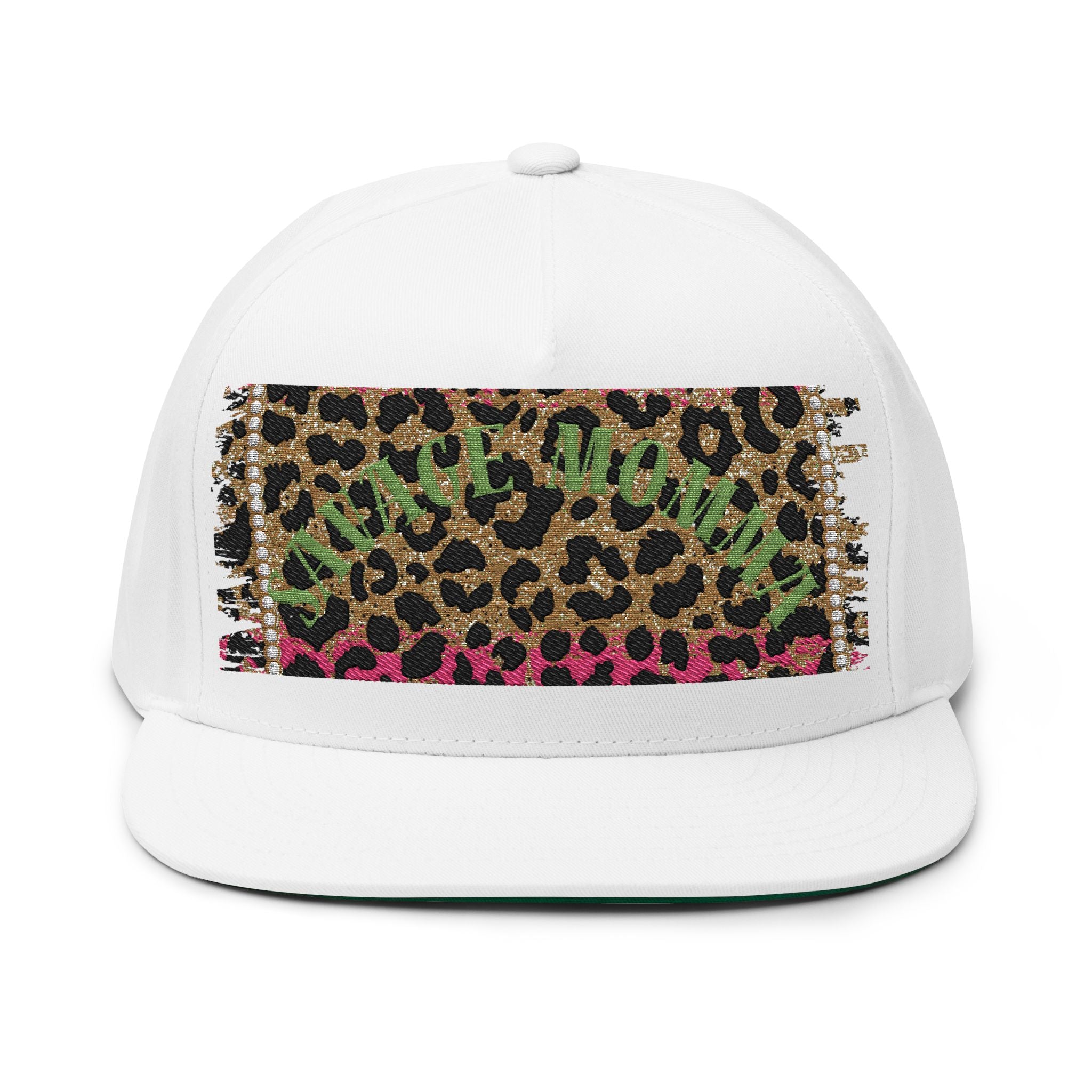 Savage Momma Embroidered Flat Bill Cap — Cheetah Print Hat
