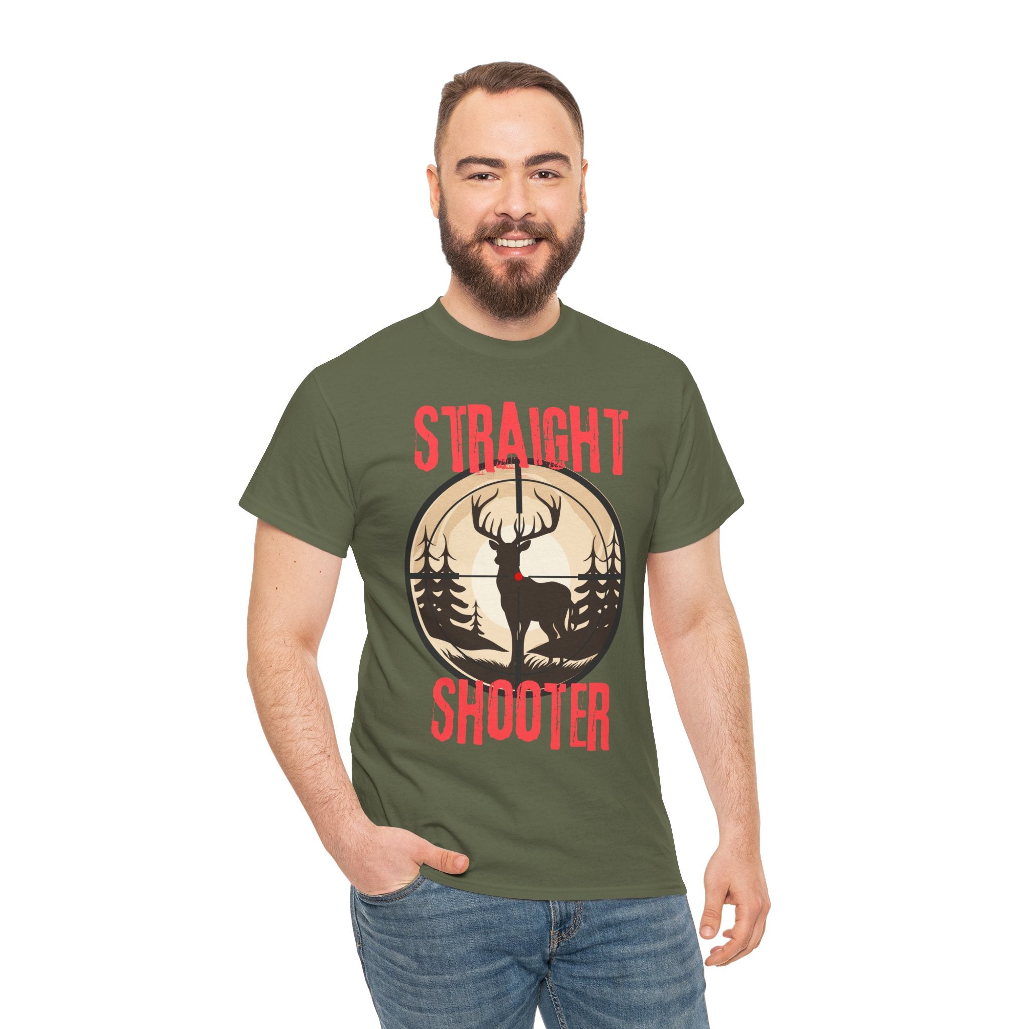 Deer Hunter "Straight Shooter" 100% Cotton T-Shirt - Vintage Outdoors Hunting Tee
