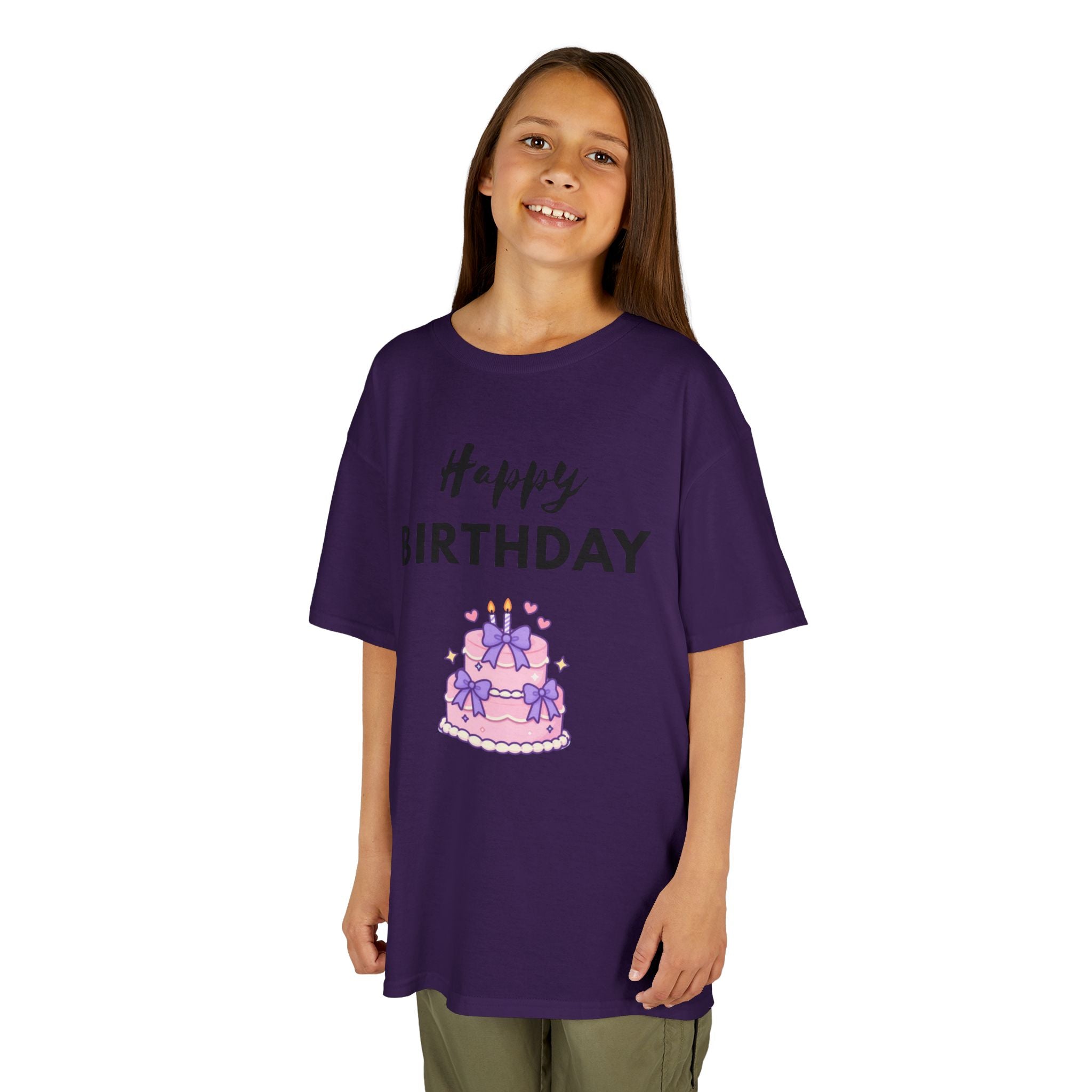 Kids Tee — "Happy Birthday" Pink Cake Graphic