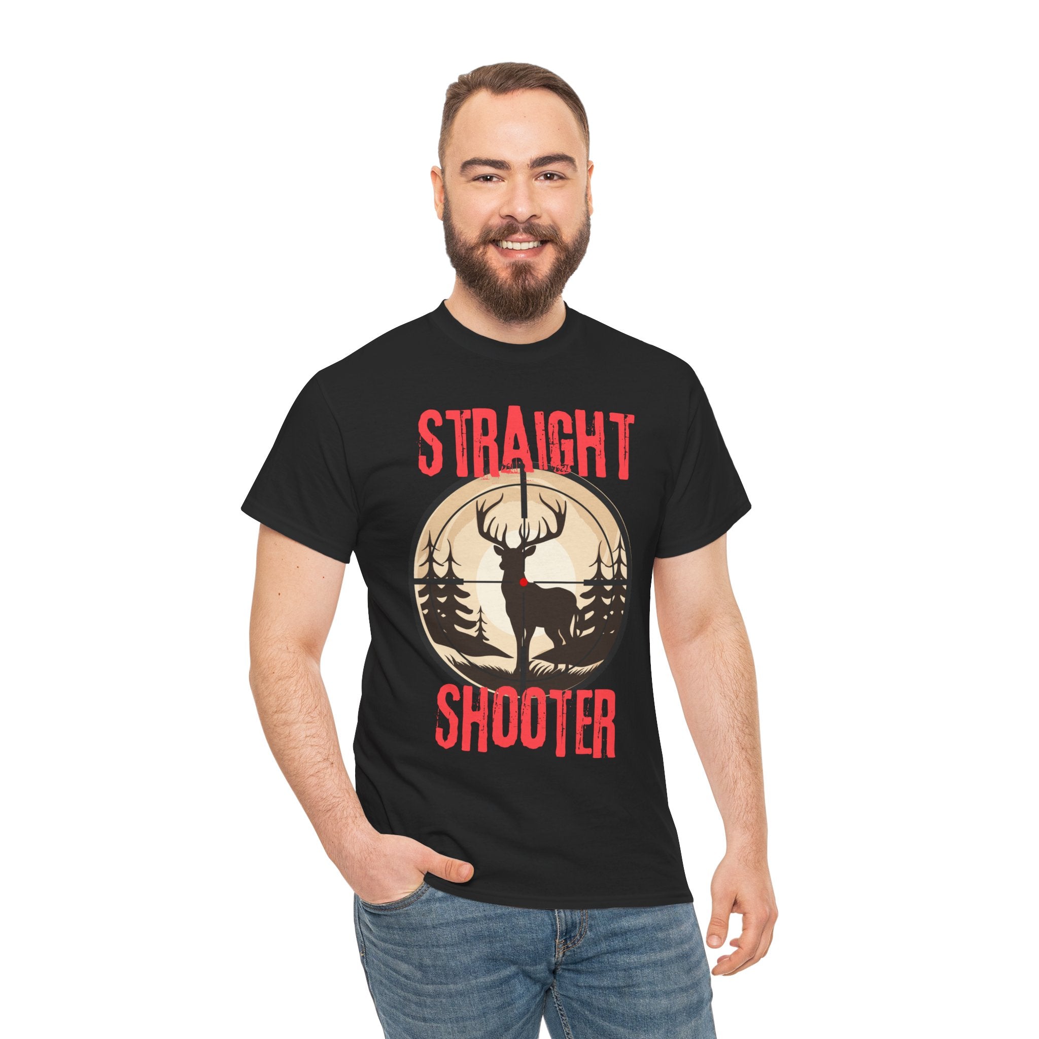 Deer Hunter "Straight Shooter" 100% Cotton T-Shirt - Vintage Outdoors Hunting Tee