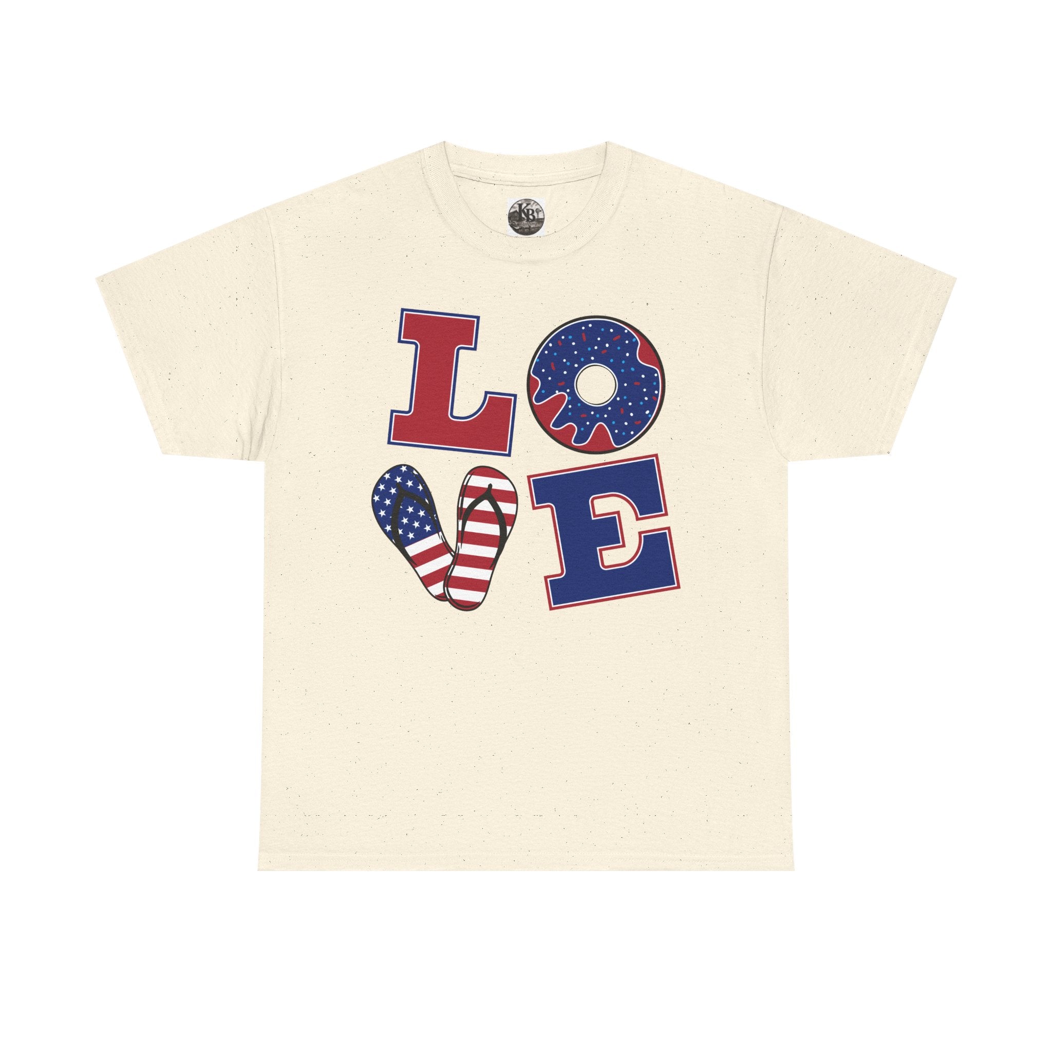 Patriotic 'LOVE' Tee – American Flag Heart Fourth of July Shirt