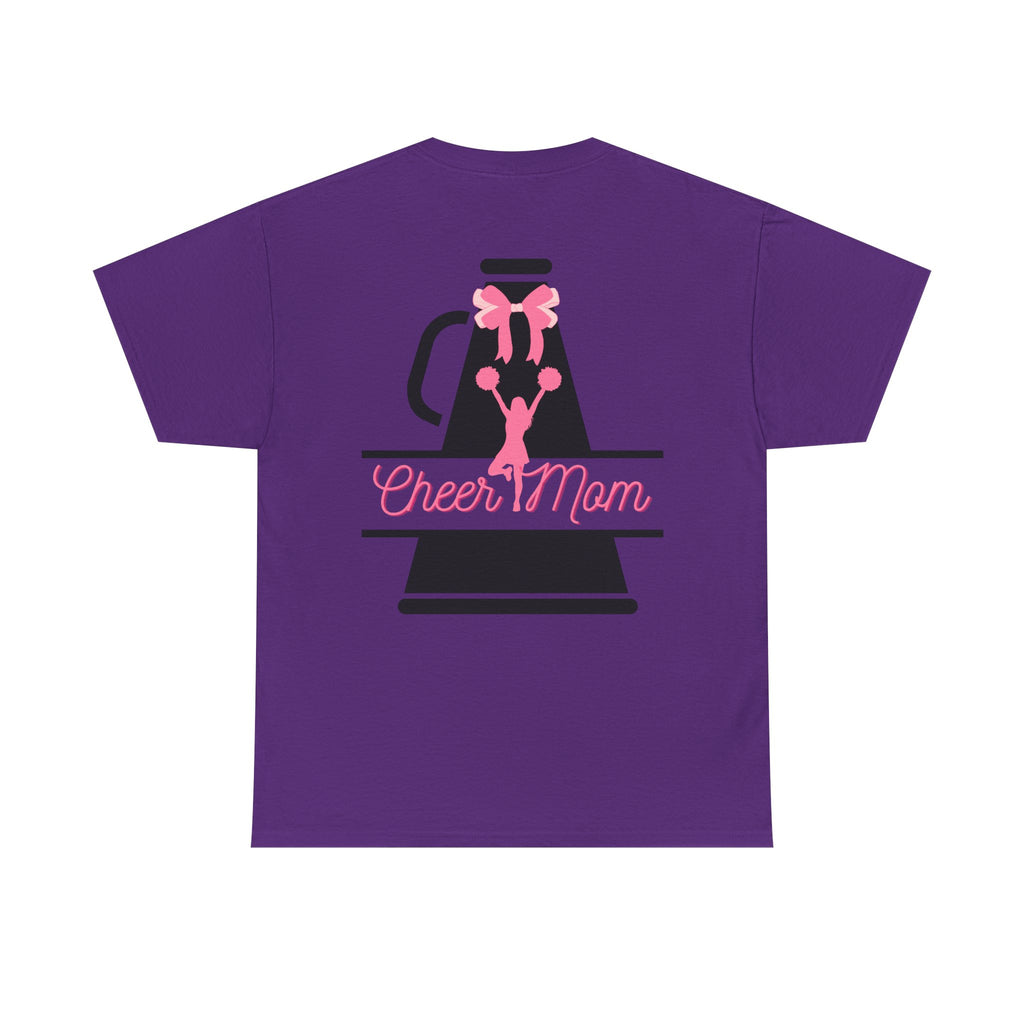 Cheer Mom 100% Cotton T‑Shirt — Pink Cheer Megaphone Graphic Tee for Moms