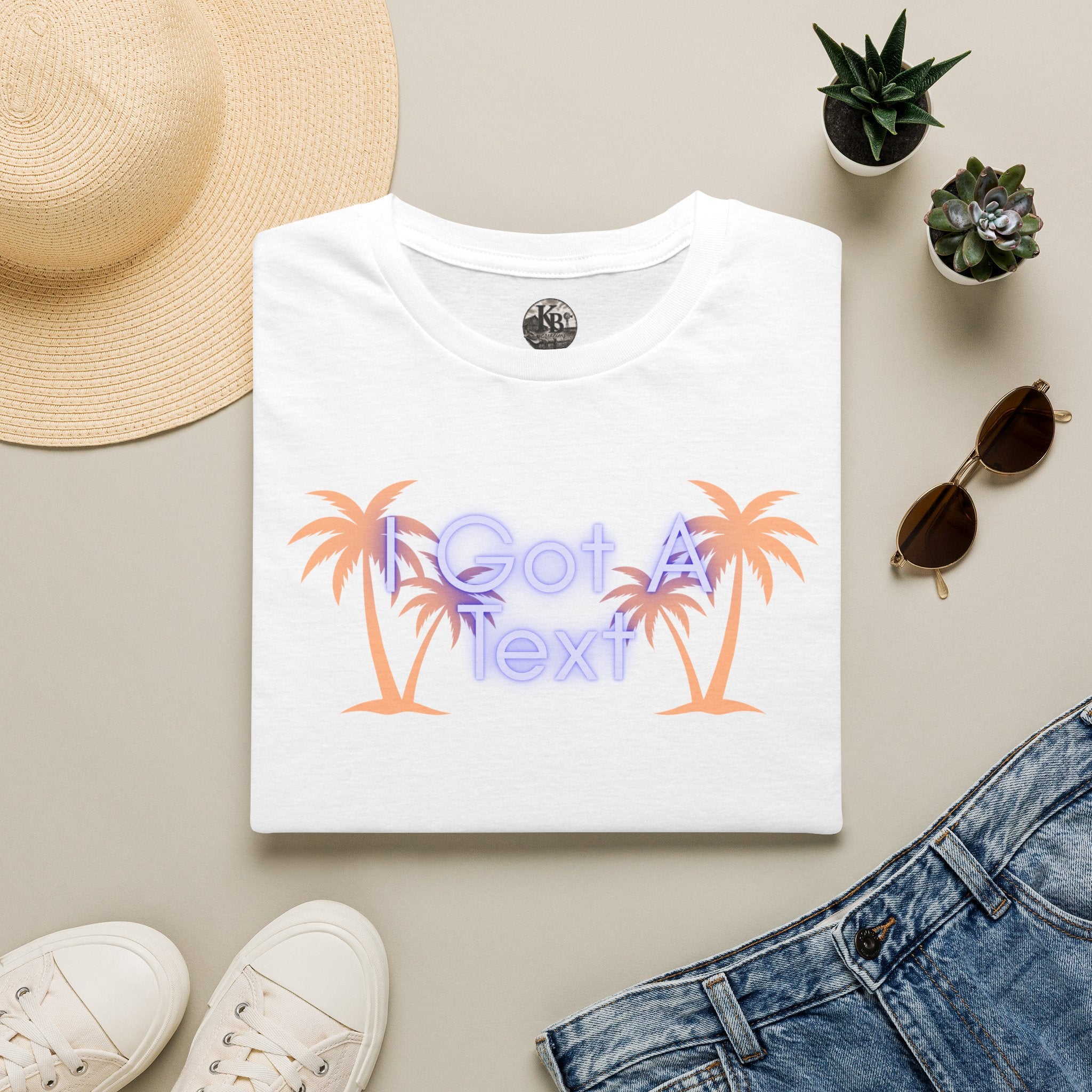 Got A Text Palm Tree Tee — Retro Neon Tropical Graphic T-Shirt
