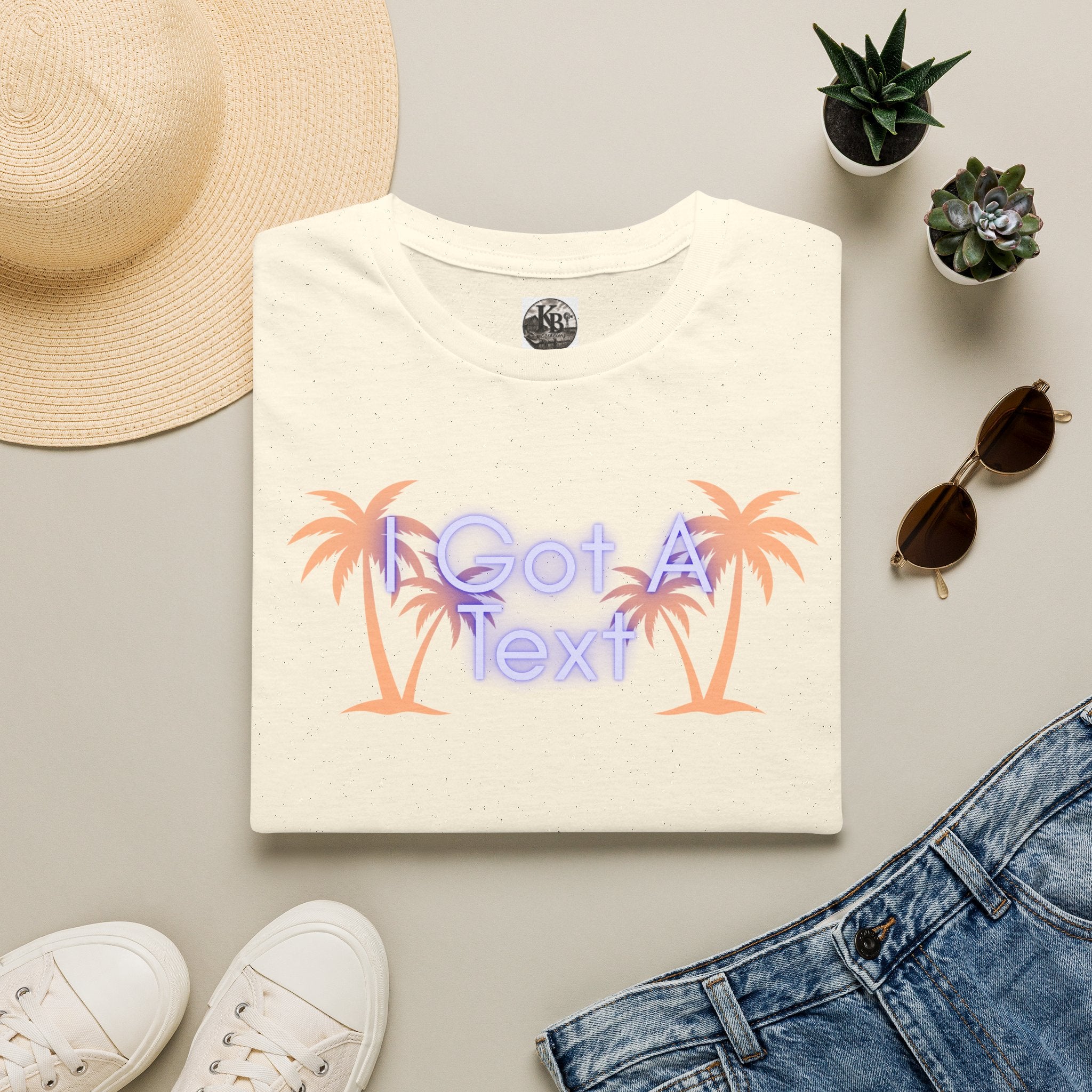 Got A Text Palm Tree Tee — Retro Neon Tropical Graphic T-Shirt