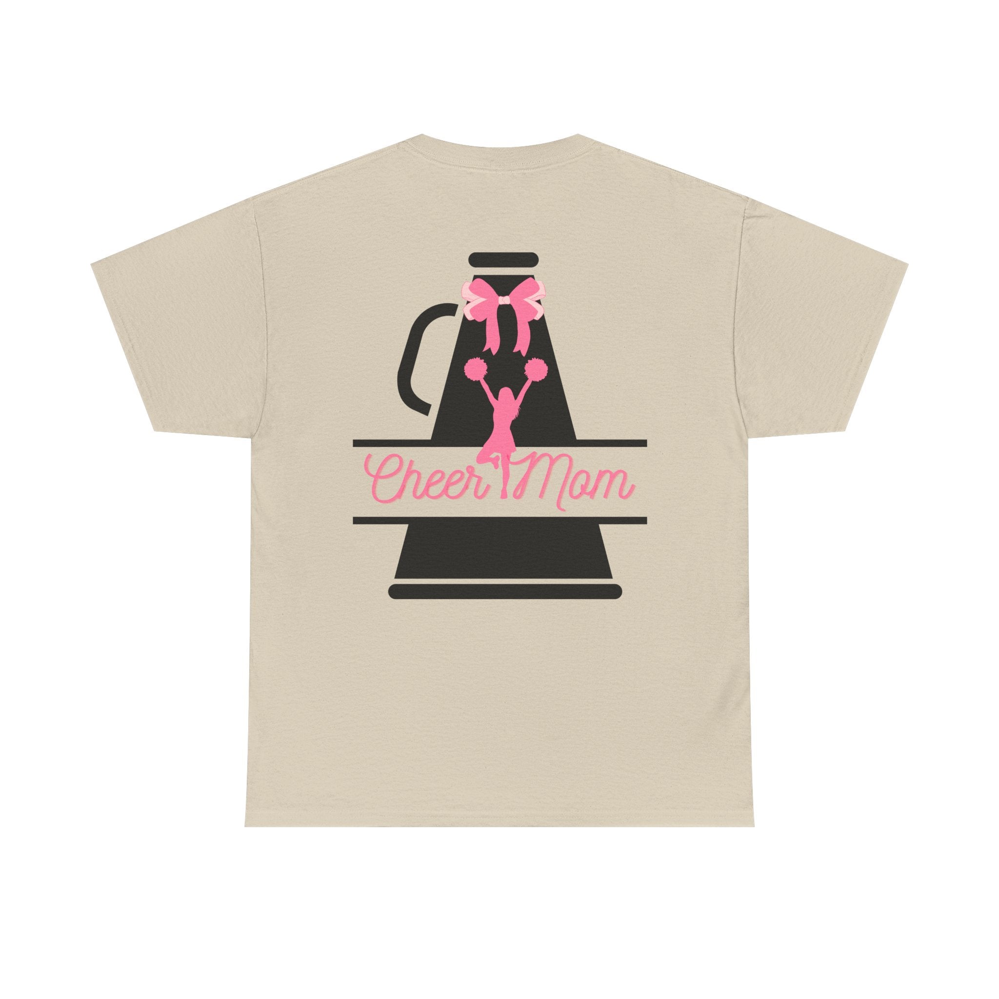 Cheer Mom 100% Cotton T‑Shirt — Pink Cheer Megaphone Graphic Tee for Moms