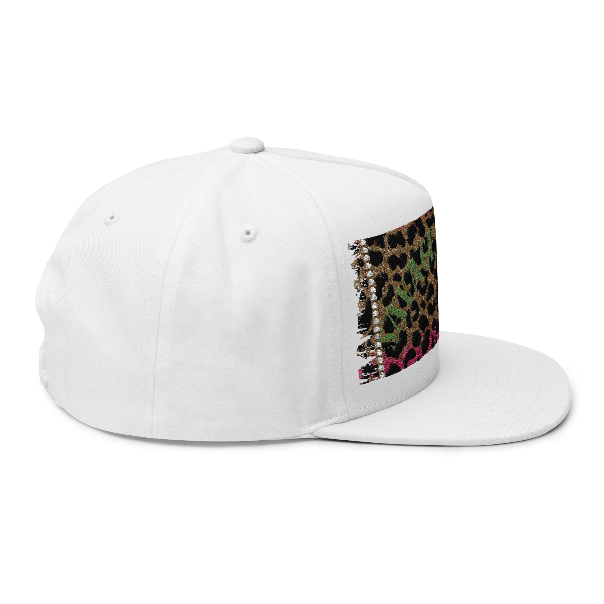 Savage Momma Embroidered Flat Bill Cap — Cheetah Print Hat