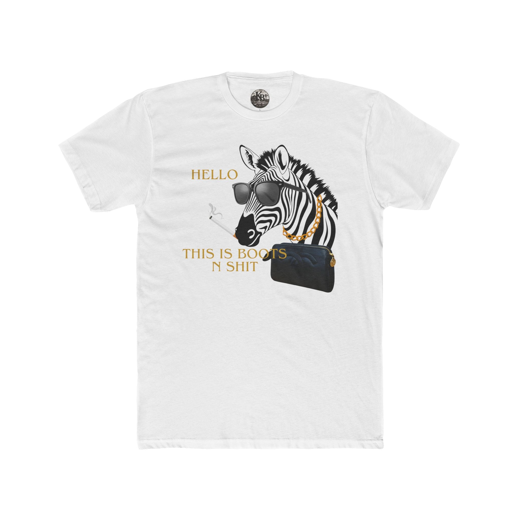 Hello This Is Boots N' Shit Zebra Graphic Tee — Funny Animal Sunglasses T-Shirt