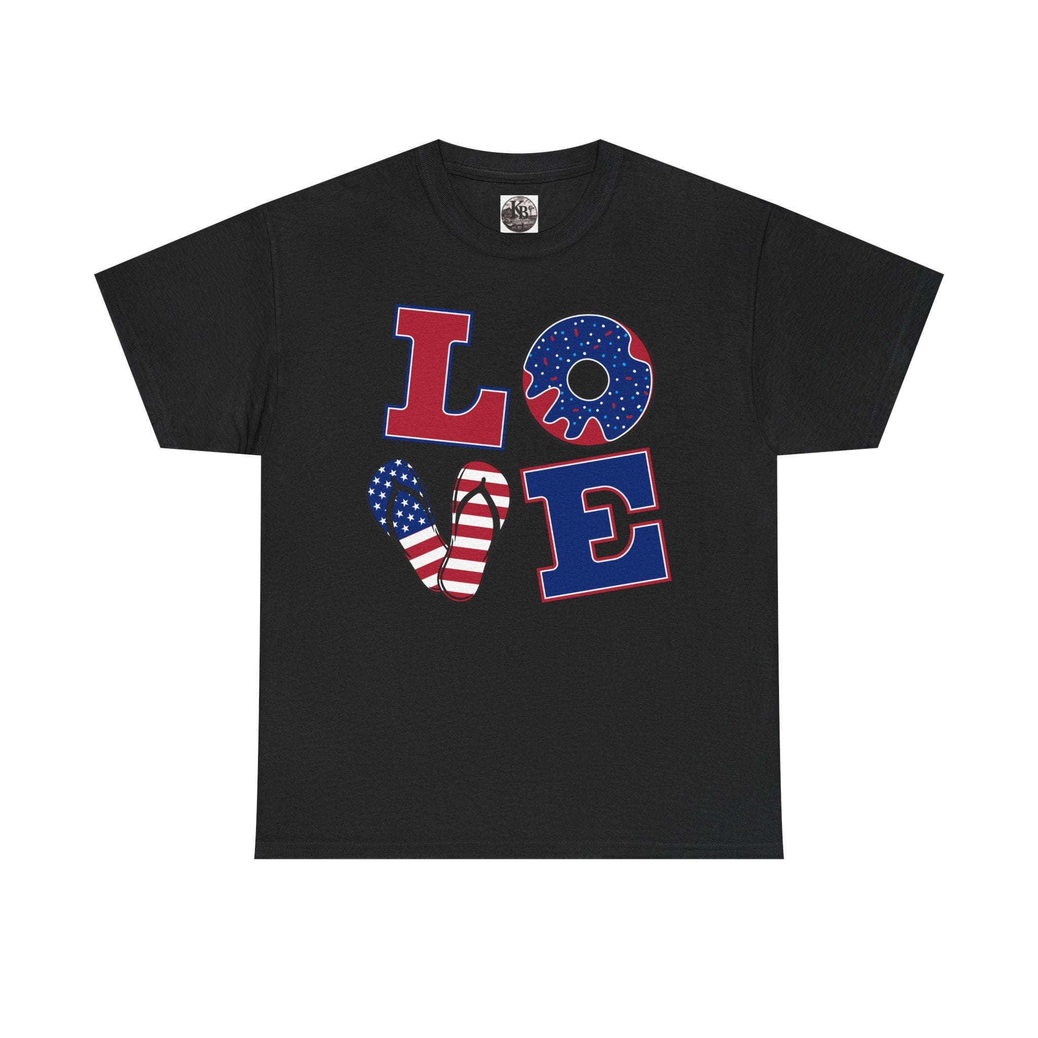 Patriotic 'LOVE' Tee – American Flag Heart Fourth of July Shirt