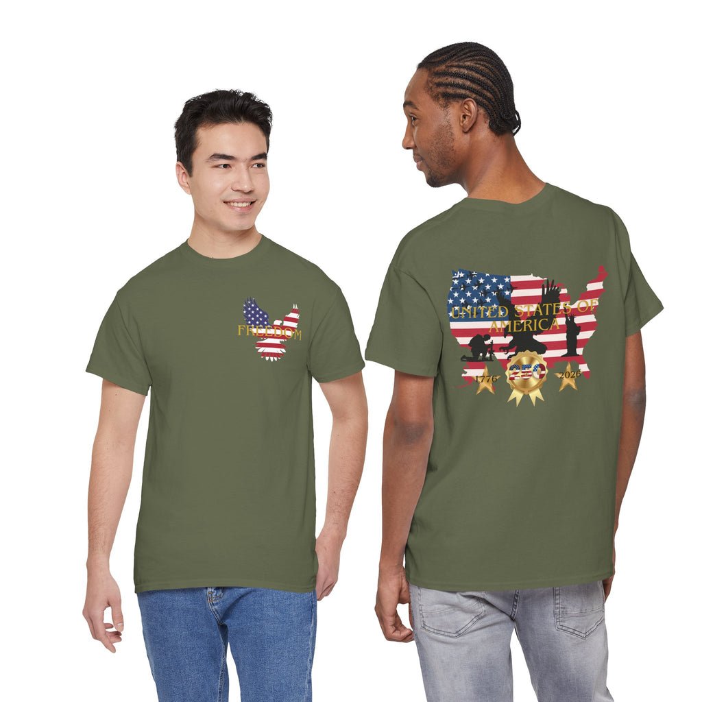 America 250 100% Cotton T-Shirt — Patriotic Fourth of July Tee