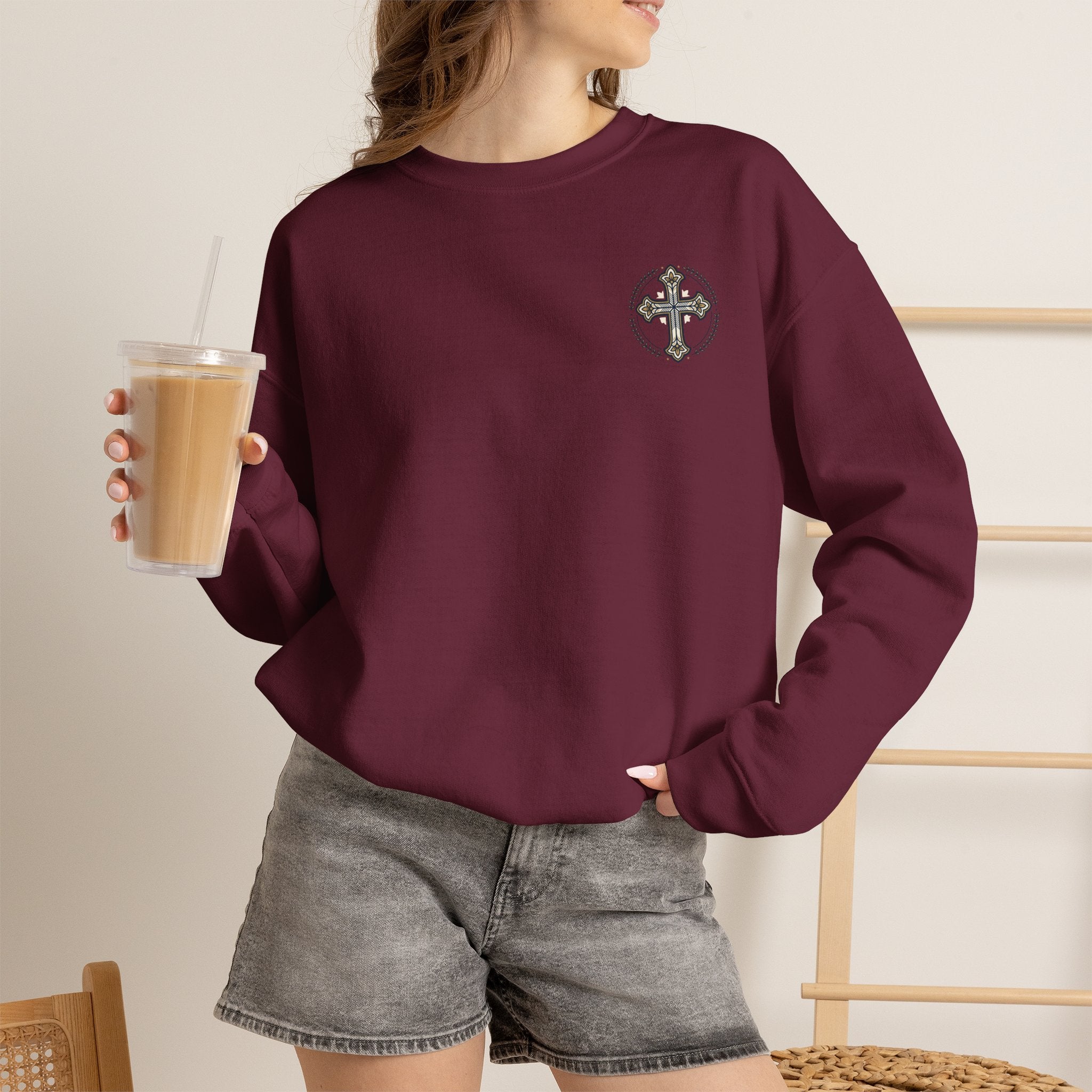 Crewneck Sweatshirt — Minimal Cross Logo & 'Jael Still Becoming Bible Study