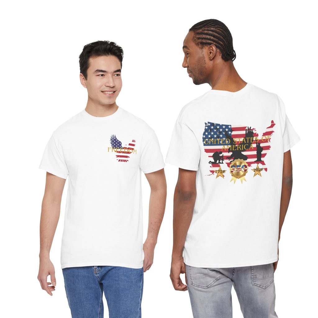 America 250 100% Cotton T-Shirt — Patriotic Fourth of July Tee