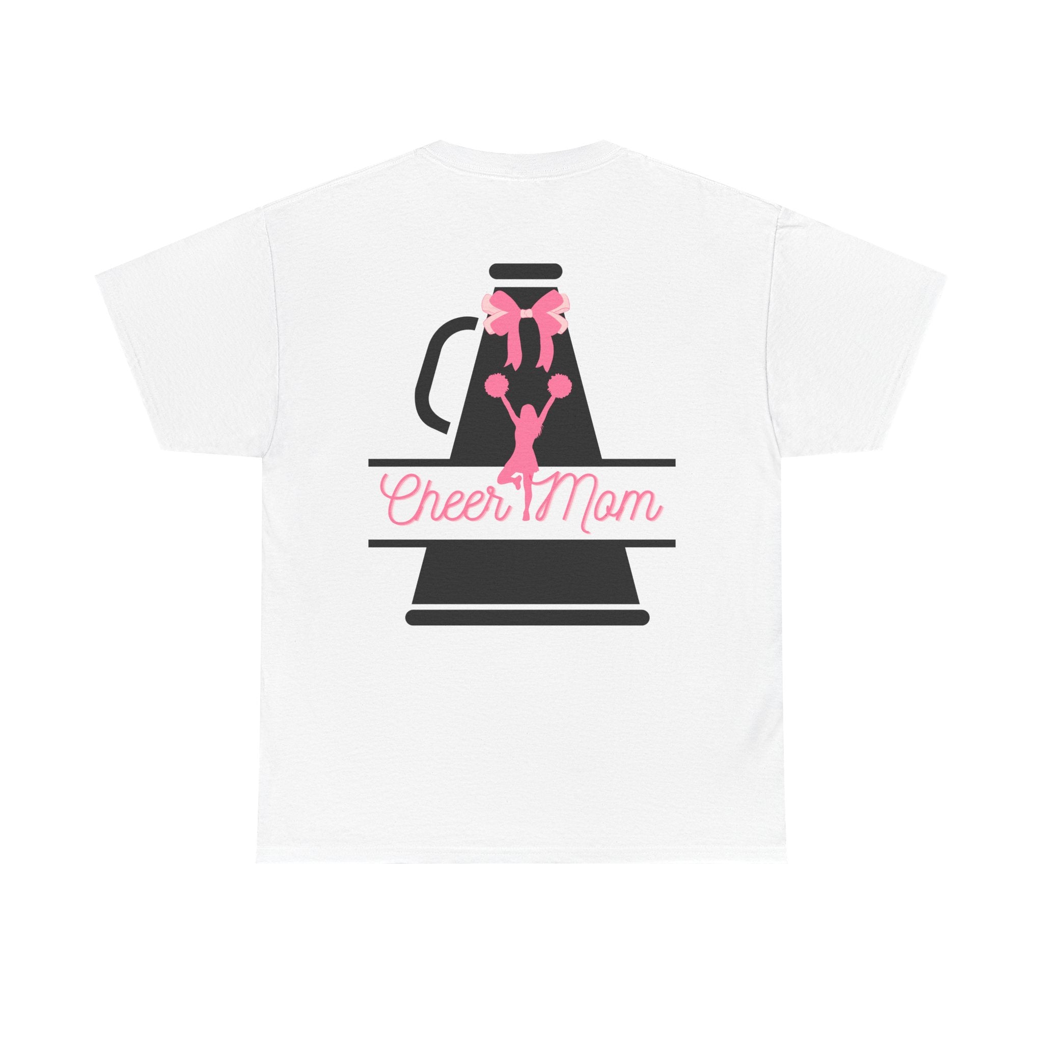 Cheer Mom 100% Cotton T‑Shirt — Pink Cheer Megaphone Graphic Tee for Moms