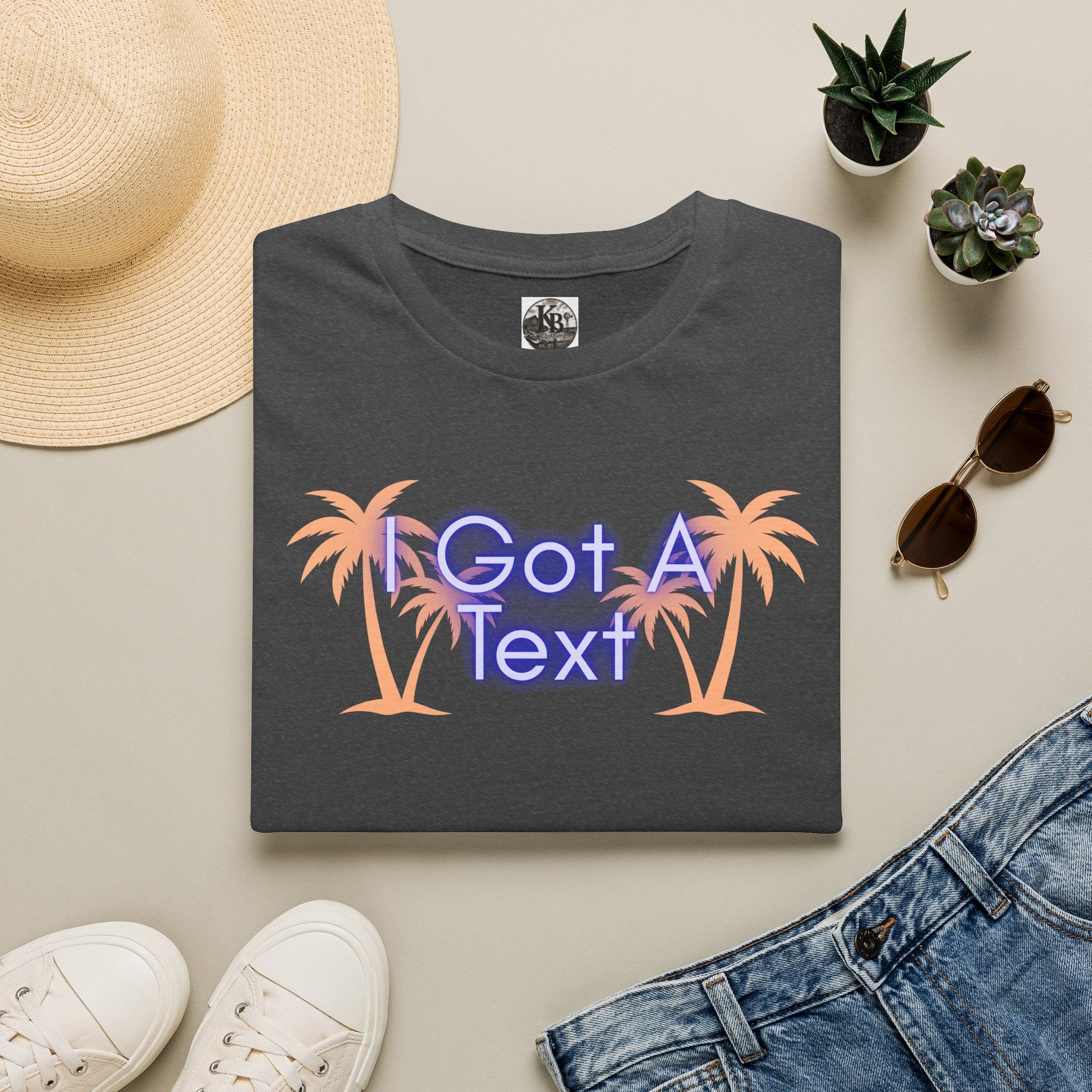 Got A Text Palm Tree Tee — Retro Neon Tropical Graphic T-Shirt