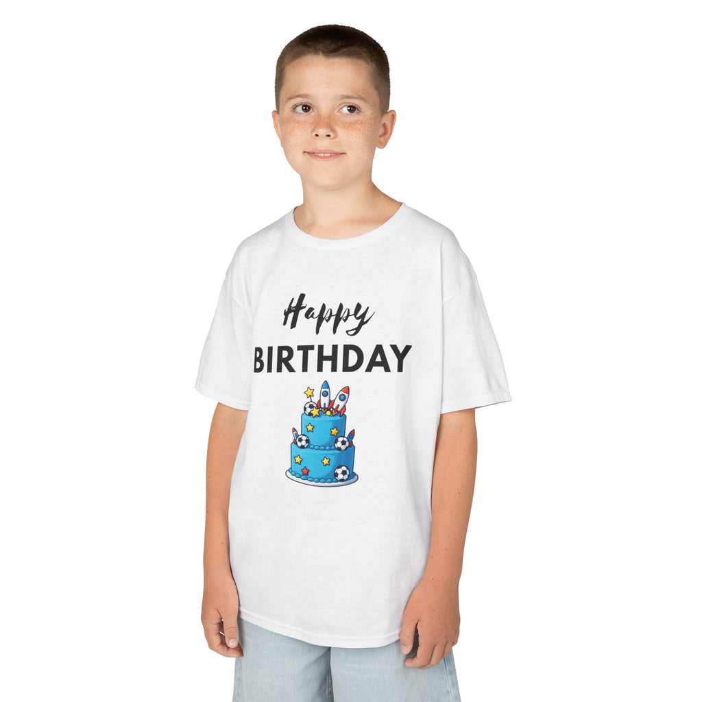 Kids 'Happy Birthday' Cake T-Shirt — Cute Blue Birthday Tee for Children