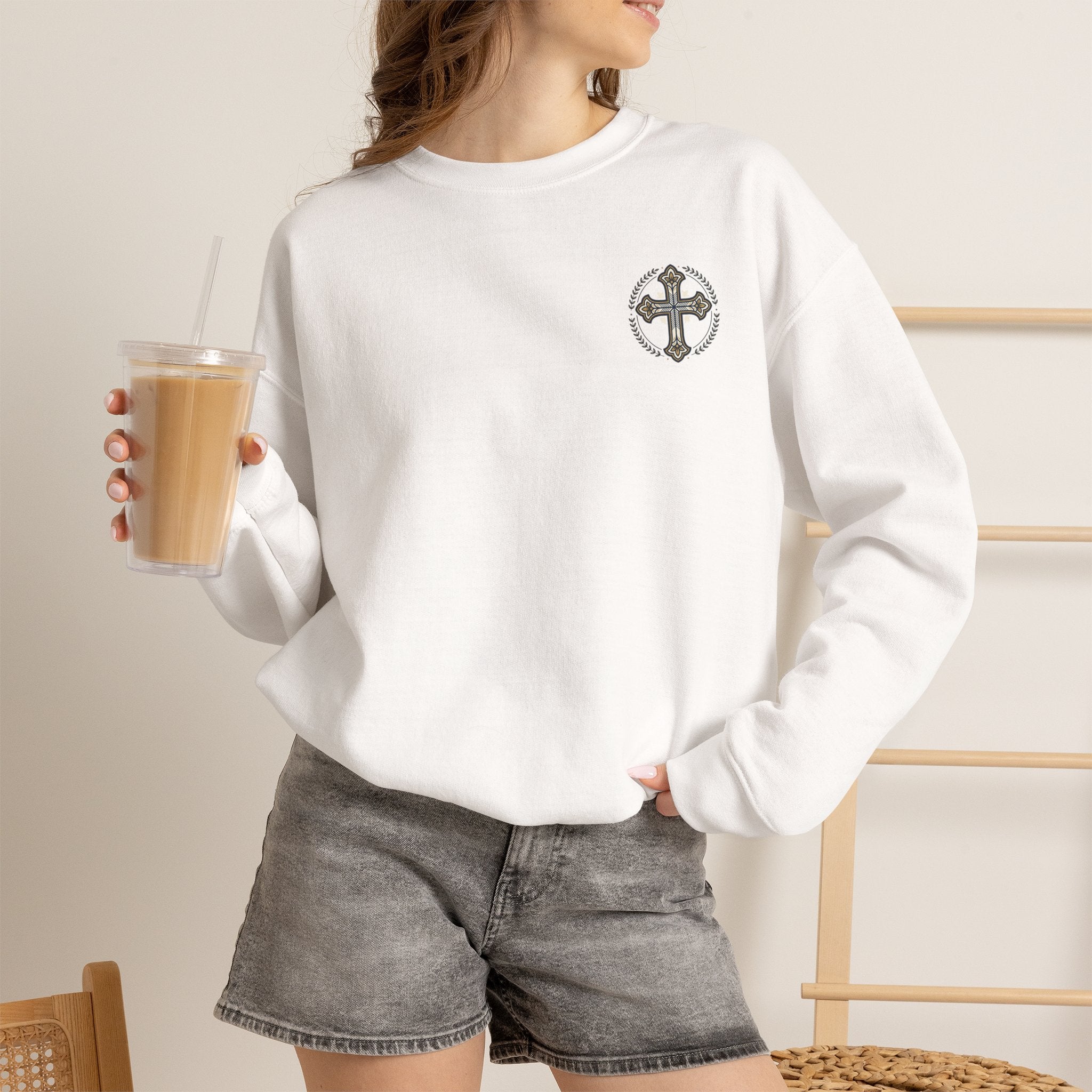 Crewneck Sweatshirt — Minimal Cross Logo & 'Jael Still Becoming Bible Study