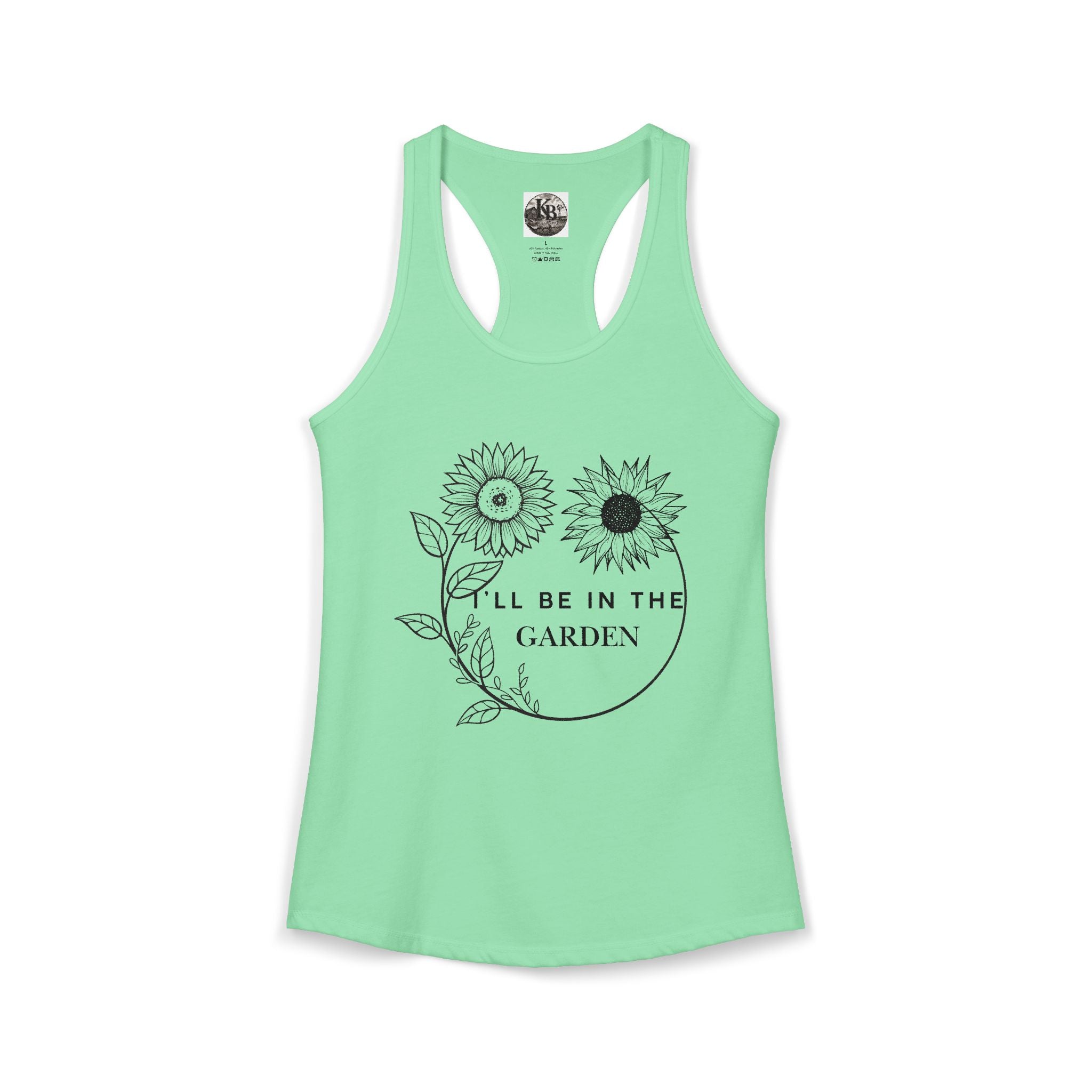 I'll Be in the Garden Flowery Tank Top — Women's Racerback Garden Shirt
