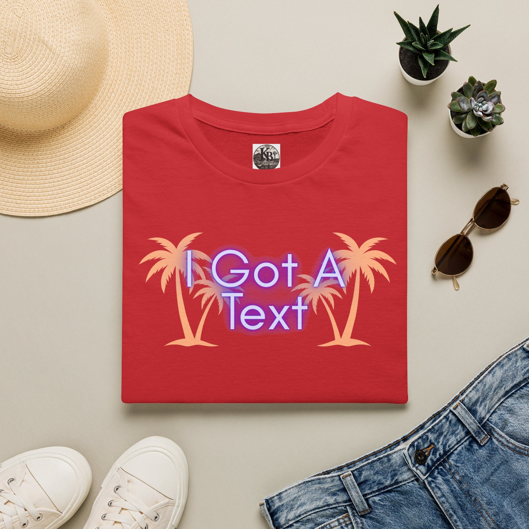 Got A Text Palm Tree Tee — Retro Neon Tropical Graphic T-Shirt